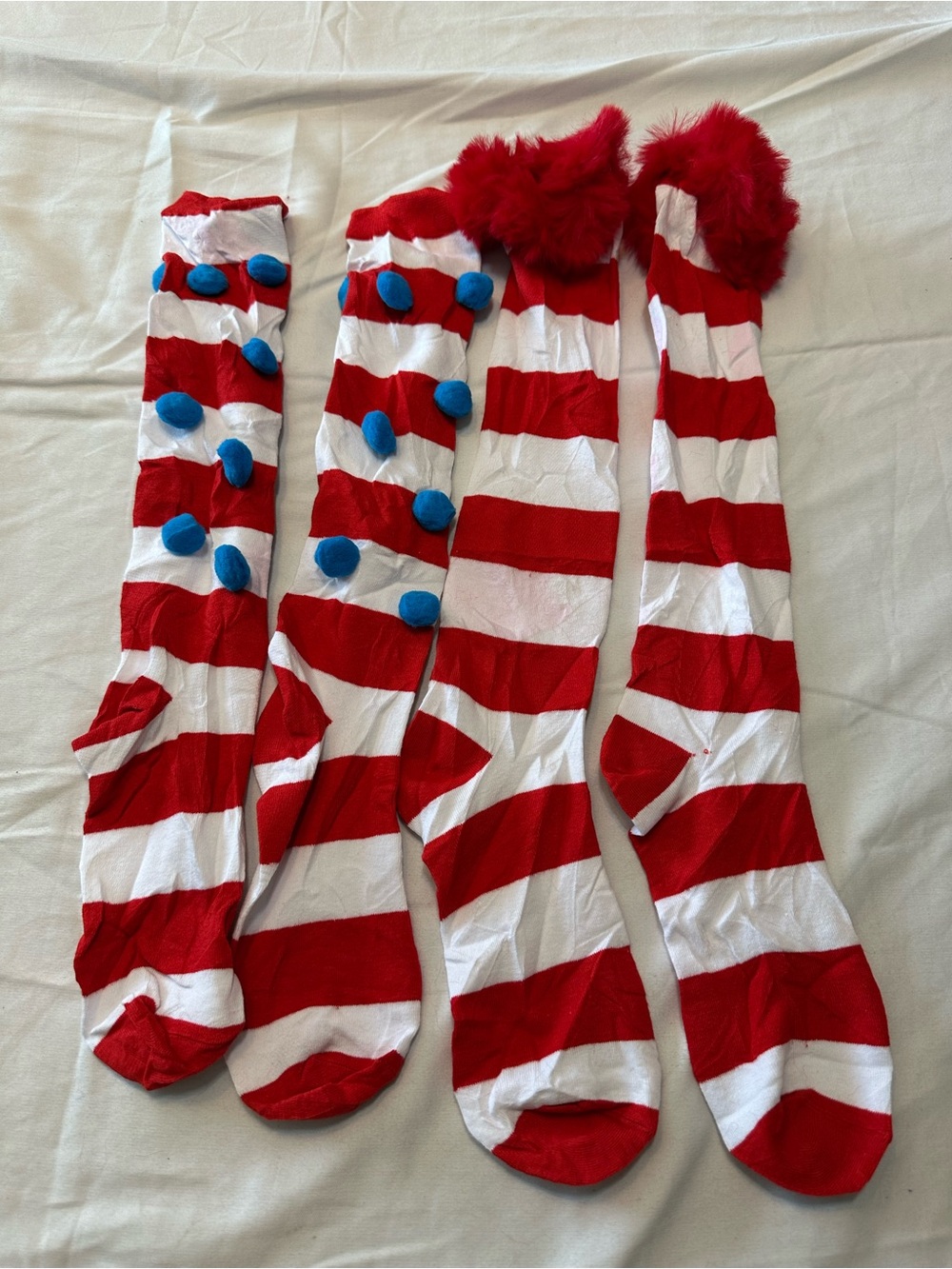 Kids Red & White Striped Holiday Costume Stockings